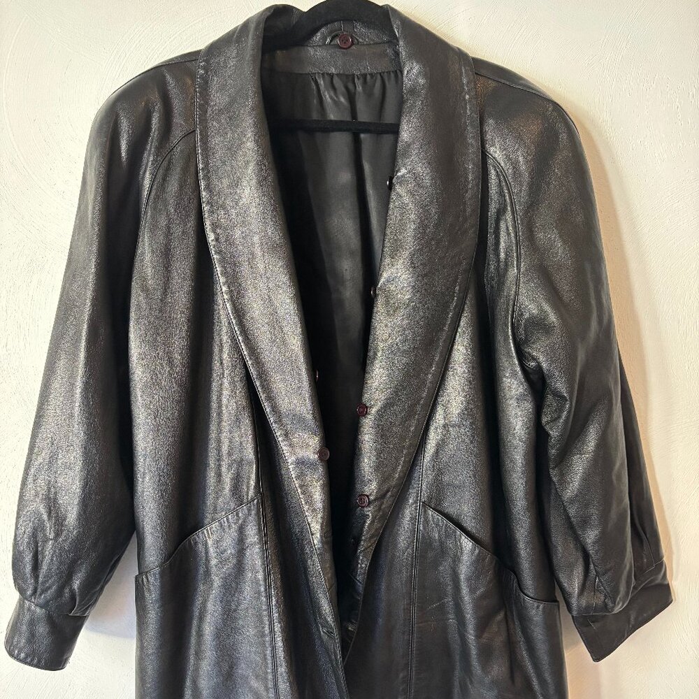 Vintage 80s, Oversized Black Leather Jacket